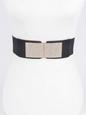 Rhinestone Metal Buckle Stretch Belt